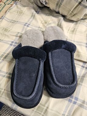 Men's Navy Blue Slip-On Suede Moccasin Slippers